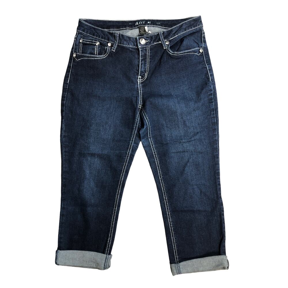 Apt.9 Women’s Rhinestone Mid Rise Cropped Blue Denim Capri